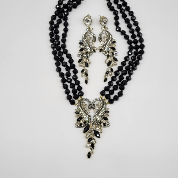 Heidi Daus Swarovski Crystal Swans in Love Statement Necklace + Earring Set - Picture 5 of 12